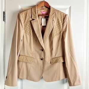 Basler Cotton Eyelet Tan Blazer NWT